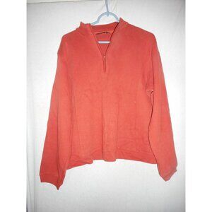 Woolrich Rust Zip V neck top Henley Sweatshirt Sz L 100% cotton Mandarin collar